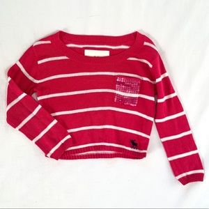 A&F cropped striped sweater with sequin pocket
